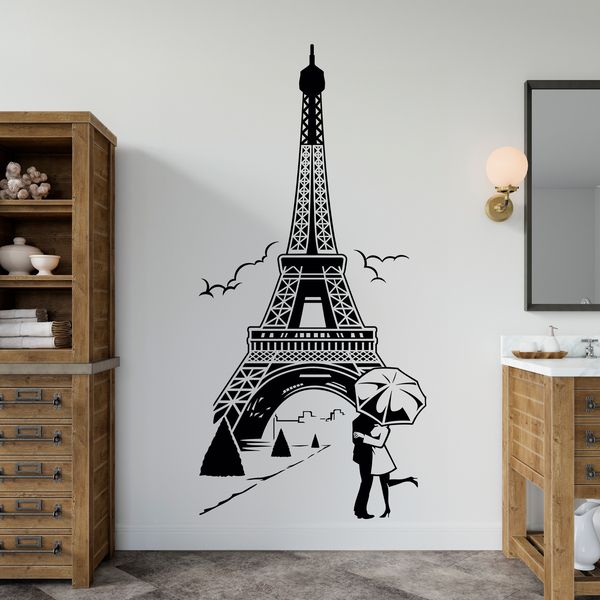 Wandtattoo Liebe unter dem Eiffelturm