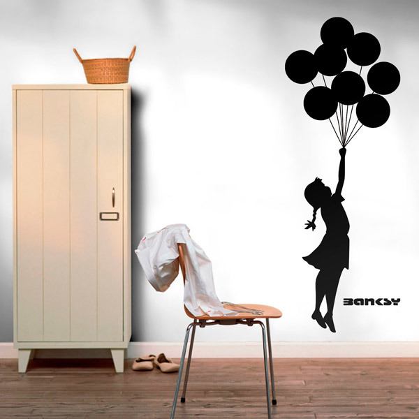 Wandtattoo Banksy, Mädchen mit Luftballons