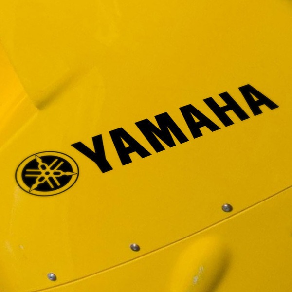 2 x YAMAHA • Motorrad Aufkleber • Sticker • Chrom Gold • Schriftzug • mit  Logo