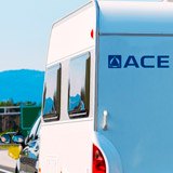 Wohnmobil aufkleber: Wohnmobil-Aufkleber Ace Blaues Logo 2