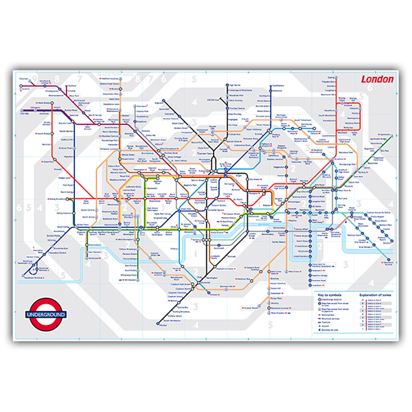 Poster selbstklebendes Vinyl Londoner U-Bahn-Karte | WebWandtattoo.com