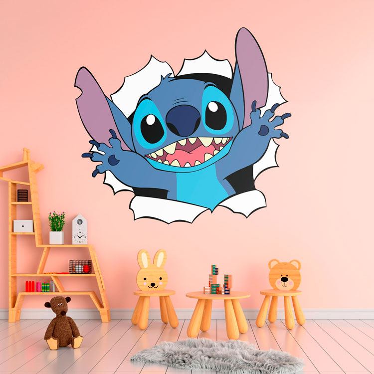 Kinderzimmer Wandtattoo: Stitch bricht durch die Wand