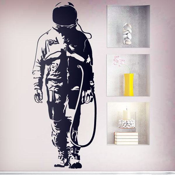 3D Wandtattoo Aufkleber Banksy Graffiti Straßenkunst Protest Blumenwerfer  Mauerdurchbruch selbstklebend 40x24cm