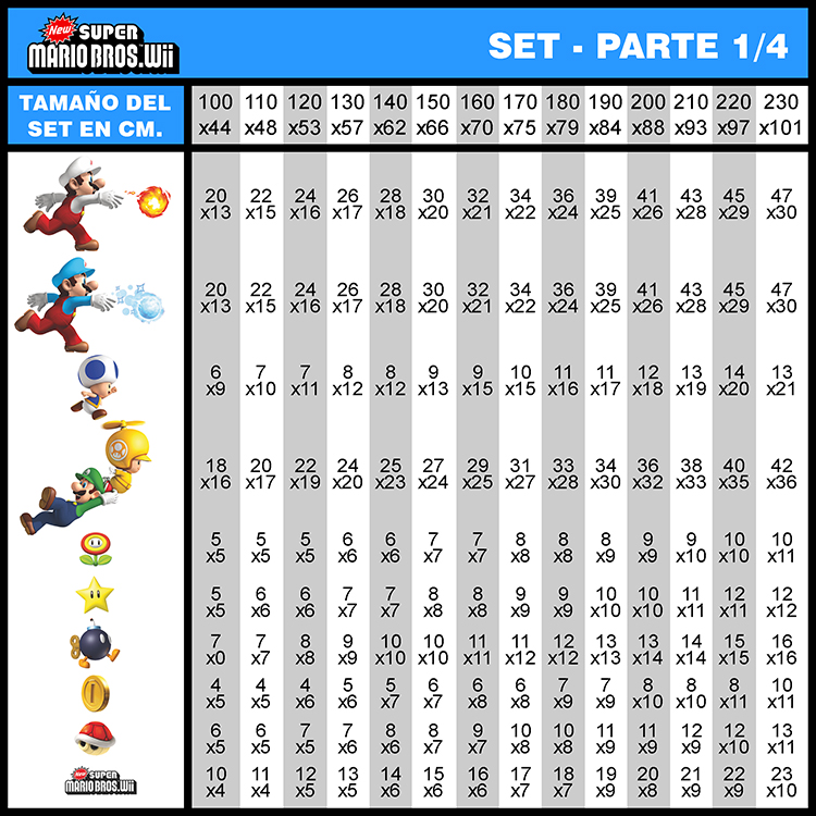 Kinderzimmer Wandtattoo: Set 35X Super Mario Bros. Wii