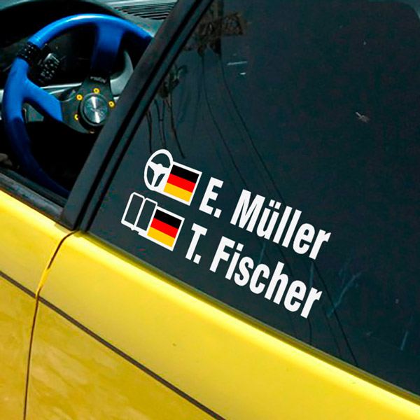 Aufkleber: Name und deutsche Rallye-Flagge