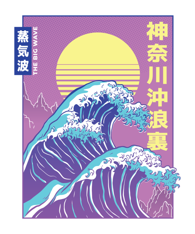 T-shirts: Vaporwave Ästhetik T-Shirt Große Welle Kanagawa Vi