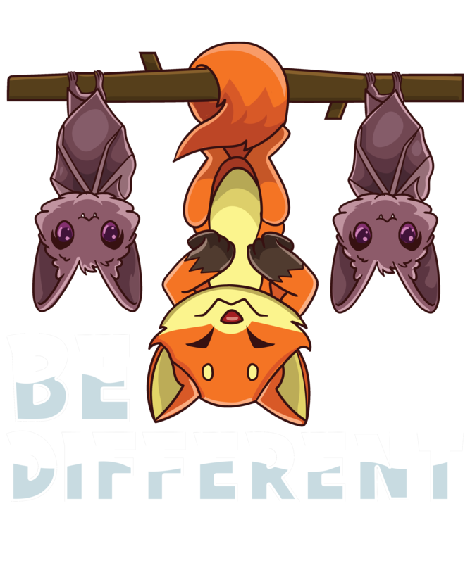 T-shirts: T-Shirt Be Different mit Fuchs und Fledermäusen