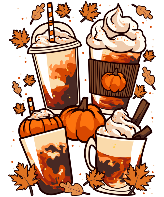 T-shirts: Kaffee und Kürbisse im Herbst und Halloween