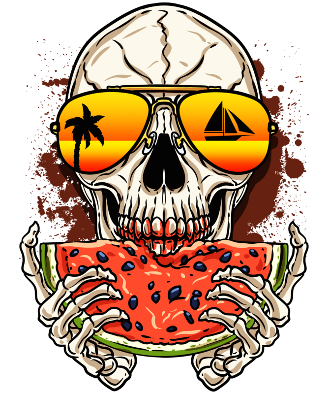 T-shirts: Schädel Isst Wassermelone Halloween