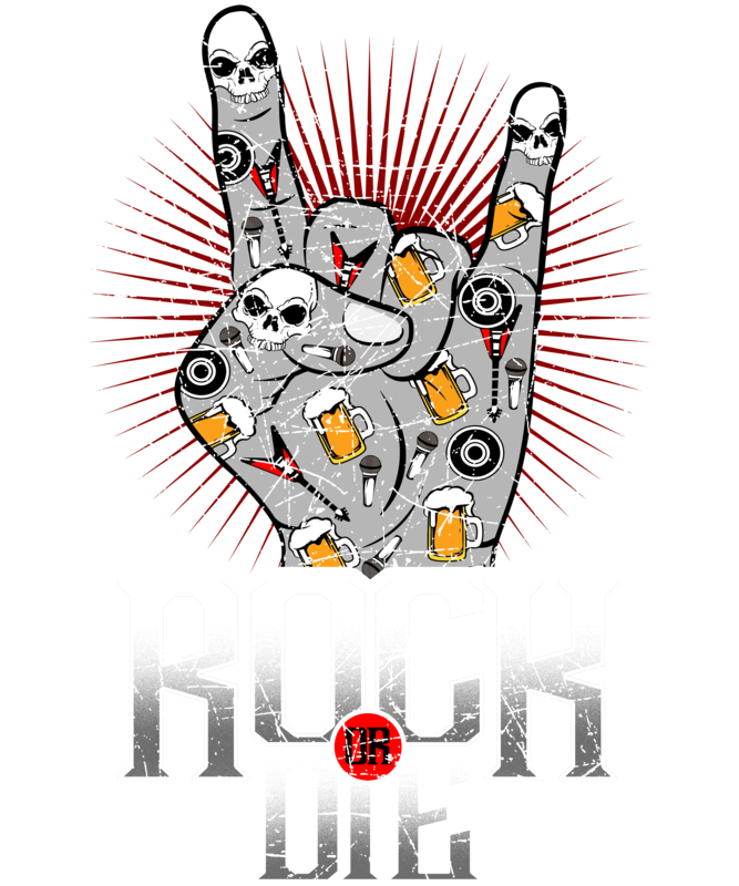 T-shirts: Rock or Die Hornhand Totenköpfe und Bier T-Shirt