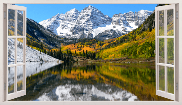 Wandtattoos: Panoramablick auf den Herbstsee