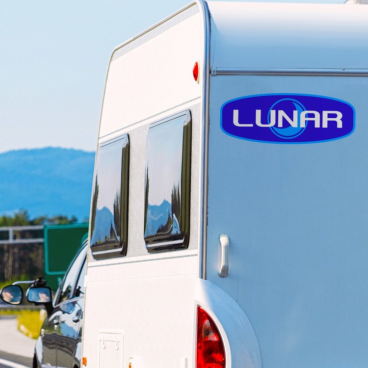 Wohnmobil aufkleber: Wohnmobil-Aufkleber Lunar-Logo in Blautönen